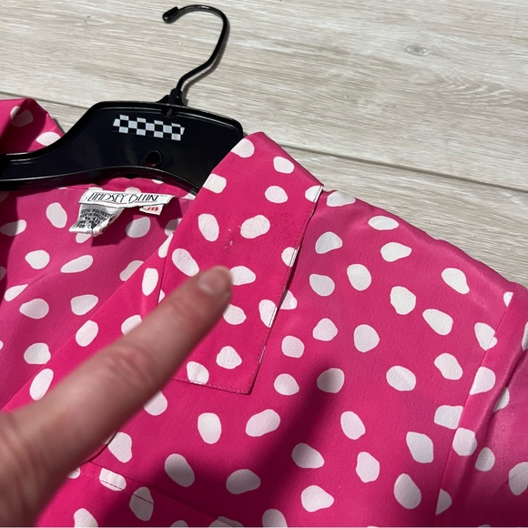 Vintage Lindsey Blake Pink & White Polka Dot 2 Piece Skirt & Blouse Set - Picture 6 of 7